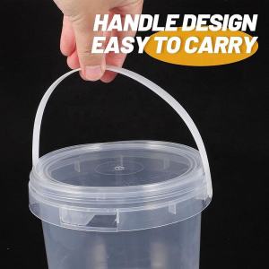 Bucket with Seal Clear Storage Plastic Container Pail Food Packaging Canister 1L