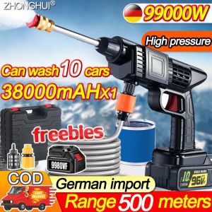 【Can Wash 10 cars at a time】DELILAH Pressure Car Washer Wash 800W 80000Kpa 3 Ways of Spraying Water For Cleaning Cars/Floors/Watering Flowers 2 batteries Water Pressure  Power Spray Pressure Washer Car Washer High Sprayer Portable
