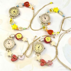GOLDVAULT Dopamine Bracelet Watch Adjustable Pendant Star Heart Chain Watch Beaded Quartz Watch Women Girls