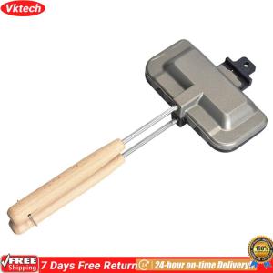 【Ready】【Vktech】 Hot Dog Toaster Double-Sided Grilled Cheese Maker High Temperature Resistant with Long Handle for Breakfast Pancakes Toast Omelets
