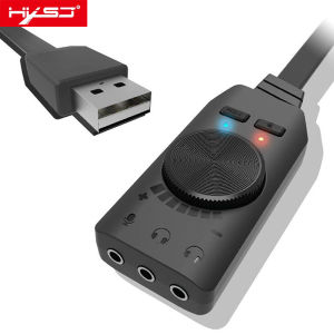 CS3 Virtual 7.1 Channel Sound Card Converter Adapter External USB Audio 3.5mm Headset Stereo Driver-free For PC Desktop Notebook - Black 7.5cm