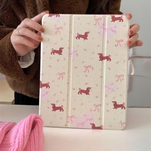 เคสป้องกันiPadอะคริลิค พร้อมถาดใส่ปากกา pro13 2024 Air6 13/11 gen9/8/7 10.2 Gen11 Air7 11 ริบบิ้นดัชชุนด์ เคสไอแพด Air4 Air5 pro11 10.9 MINI7