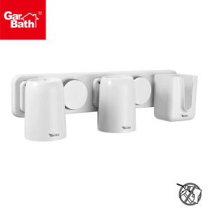 Garbath Vacuum Suction Bathroom Couple Toothbrush Holder with Cup Toothpaste Storage Organizer No Drill