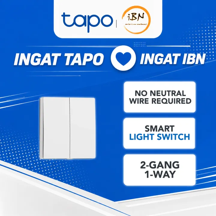 TP-Link Tapo S220 Smart Switch 2-Gang No Neutral, Battery Operated, Works with Tapo App & Voice Control (Hub Required)