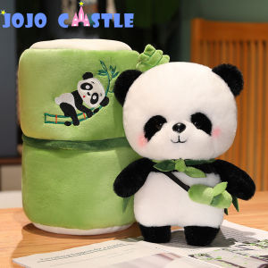 JOJO CASTLE 30cm Panda in Bamboo Tube Plush Toy Cartoon Pillows Cushion Cute Panda Doll and Bamboo Birthday Gift for Kids Girls Boys