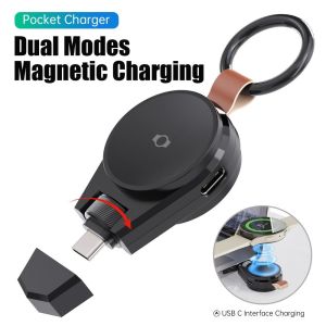 NEMOPH Dual Type C ic Wireless Charger Portable Fast Charging Dock Charger Ultralight Replacement USB Charging Dock for Samsung Galaxy Watch Ultra/7 6/5/Pro/4/3/Active2 for Samsung Galaxy Watch 5/5 Pro/4/4 Classic/3/Active2