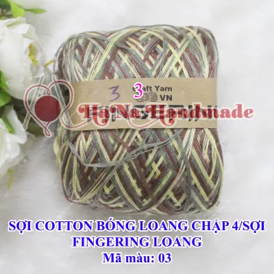 Cotton bóng chập 4 loang/ sợi fingering 4ply loang 23k/cuộn/~100gram