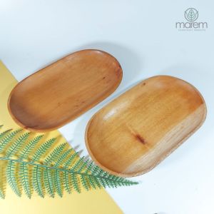 PIRING LENGKUNG KAYU MAHONI  25X15 CM NATURAL FOODGRADE