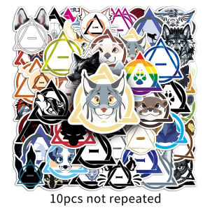50PCS Therian Sticker Cartoon Beast Creative Graffiti Decoration Makeup Mirror Computer Headset Water Cup Skateboard Waterproof Sticker