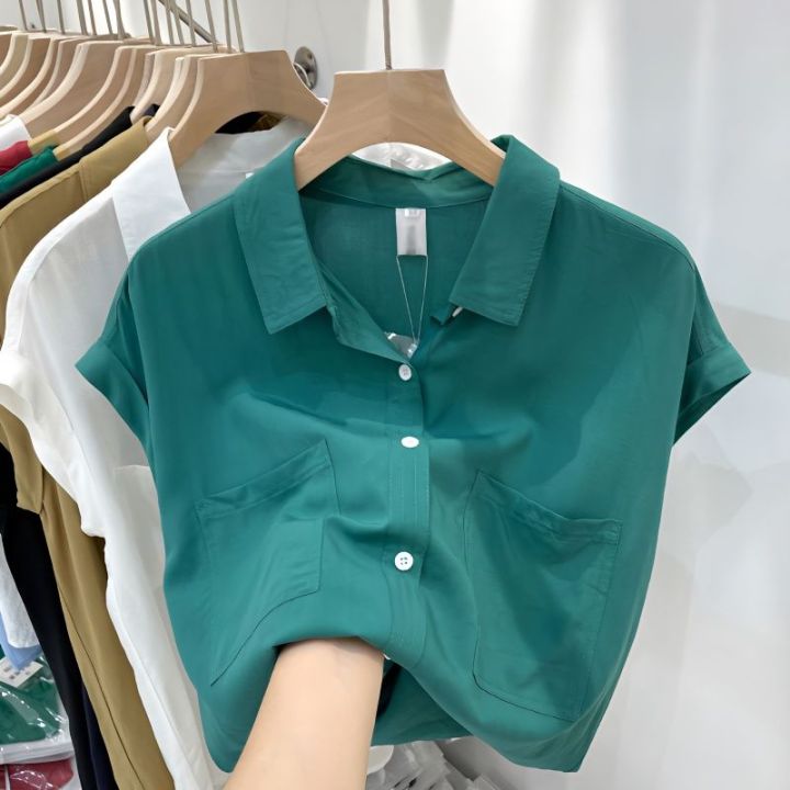 Short Sleeve Chiffon Shirt For Women's Summer New Loose Blouse Korean 