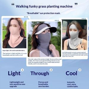 SERENEGLOW New Fashion Full-Face Sun Protection Mask for Women Lightweight Breathable UV Shield with Neck Coverage Stylish V-Shaped Design