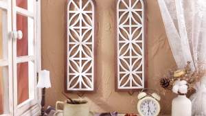 Wesiti 2 Pcs Rustic Cathedral Window Frame Wall Decor 15.75 x 5.12 Inch Farmhouse Window Frame Decor Wooden Arch Cathedral Window Frames Vintage Country Decorations for Home Living Room Bedroom