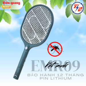Vợt muỗi Điện Quang ĐQ EMR09 GW Pin Lithium (Xanh – Trắng) - Xả nhanh dòng điện 5 giây gọn nhẹ Bảo hành 12 tháng Cam kết 1 đổi 1