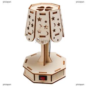 [COD] yixiayun Wood Craft Kit Colorful Small Table Lamp DIY Science Building Projects 3D Wooden Puzzles Assembly Model Set Educational Toys