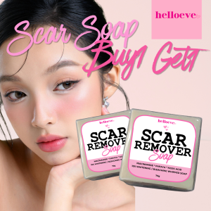 HelloEve Scar Remover Soap - Natural exfoliating soap with aloe vera and shea butter. Suitable for daily use to lighten scars. Ideal for skincare routine.