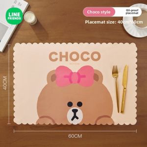 LINE FRIENDS Brown Placemat Heat-resistant Splash-proof PP Table Mat LFB63