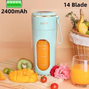 2024 New Rechargeable Portable Juicer Cup 14-blades Fast Mixing Digital Design 2400mAh Capacity Indoor and Outdoor Juice Machine
