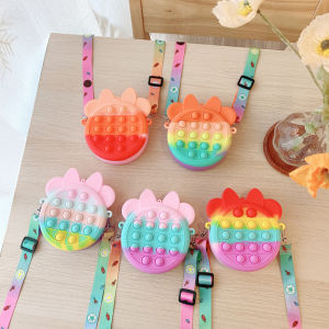 Original Pop It Sling Wallet Coin Purse Bag Rainbow Simple Dimple Figet Toys Sensory Push Bubble Special Needs Adhd Autism Kids Gift