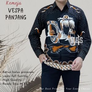 BAJU BATIK PRIA KONDANGAN LENGAN PENDEK&PANJANG BATIK SOLO | BATIK KANTOR | MOTIF VESPA BY ASMARA