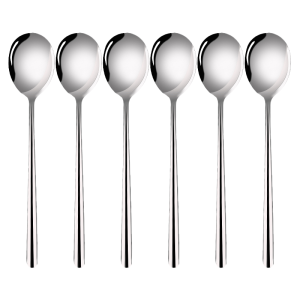 12pcs Korean Style Stainless Steel Spoon Fork / Food Grade Long Handle Dinner Spong and Fork / High Quality Thickened Household Spoon Fork for Dessert Drink Coffee