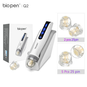 Bio pen Q2 Derma Pen with 7 Cartridges EMS Electroporation Red light Blue Light 4 in 1 Beauty Microneedling Machine Titanium