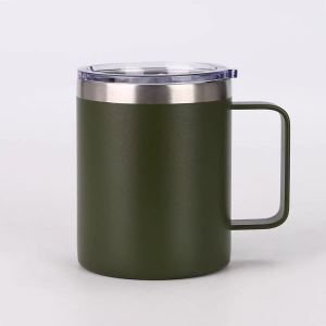 Portable 12oz Handle Coffee Mug 304 Stainless Steel Insulated Water Cup Office Tea Mug Iced Americano Hot Water Cups