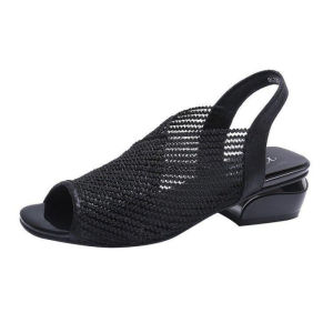 New Korean Joker Thick-heeled High-heeled Sandals Fashion Non-slip Female Sandals Female Open-toed Flat Slippers