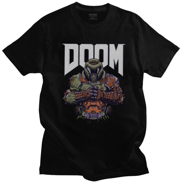 Cool Doom Eternal T Shirt Men Short-Sleeve Game Slayer Skull