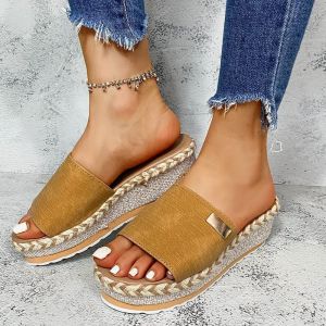 Free Shipping WomenS Thick-Soled Beach Sandals New Summer Style With A Rope Sole Platform Design And A Large Size (43)