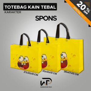 Totebag Kain Tebal Karakter | Goodiebag Tas Kain Spunbound | Tas Souvenir Kain Spunbound | Tas Belanja Hampers