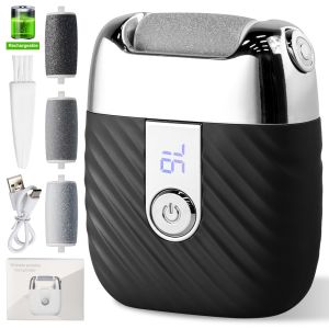LUSIT Có thể sạc lại bằng USB Máy mài chân điện Màn hình LED 2 Cấp Độ Điều Chỉnh Được Thuốc tẩ bào chết Di động Loại bỏ vết chai và da chết Máy chà gót chân điện Bàn chân khô ráp nứt nẻ