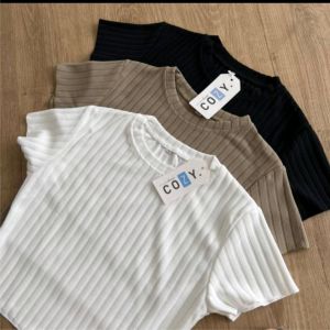 Kaos Crop Top Sierra Top Rip Premium Pendek Bis Kaos Wanita Rajut Atasan Wanita
