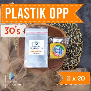 (100 Pcs) Plastik OPP Lem 11 x 20 cm 30S Micron –Plastik Bening Kuat untuk Roti Kue Sabun Handmade & Souvenir Elegan