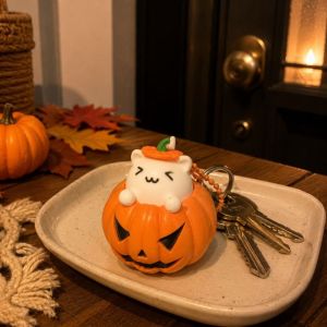SFFGF Halloween Pumpkin Cat Clicker Keychain Button Press Creative 3D Printed Pendant Cute Funny Fidget Toy Bag Accessory
