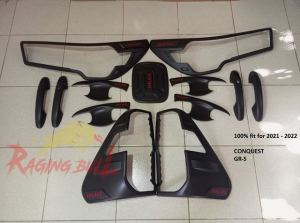 2021 - 2026 Hilux CONQUEST & GRS - Red Logo Garnish Set - Matte Black