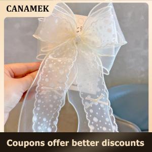【 CANAMEK 】 Daisy Mesh Lace Bow Hairpin For Girls Childrens Hairgrip Clip Barrette Headwear Hair Accessories