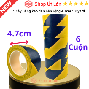 Băng keo dán nền 2 màu vàng đen băng dính dán sàn rộng 4.7cm dài 33 mét 1 cây gồm 6 cuộn - Út Lớn