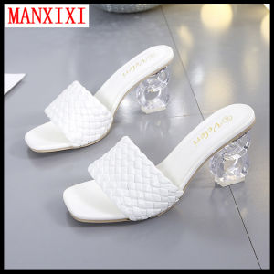 MANXIXI Fashion Women High Heels Slippers 3.15 Inches Beautiful Weave Style Sandals (Size 35-43)