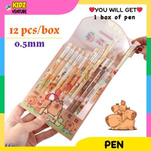 (READY STOCK) Capybara 0.5mm Black Erasable Gel Pen Stationary Kid Birthday Present Gift卡皮巴拉黑色中性笔0.5毫米文具gel pen
