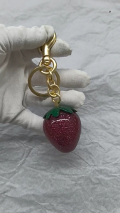 Elegant Strawberry Pendant Key Holder Small Bag Ornament Fashionable Bag Charm Unique Strawberry Accessory for Daily