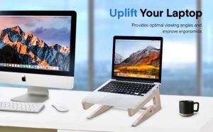 Wooden Laptop Stand Portable Non-slip Desktop Laptop Holder for Macbook Pro Air Wood Notebook Stand Laptop Cooling Laptop Stands