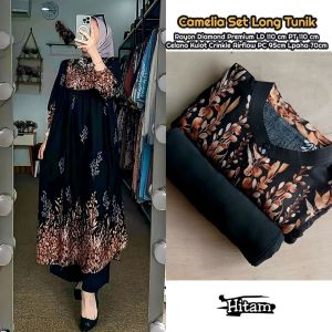 Alesya Set Tunik  One Set Wanita Long Tunik Rayon Premium Baju Setelan Wanita Kekinian Celana Kulot