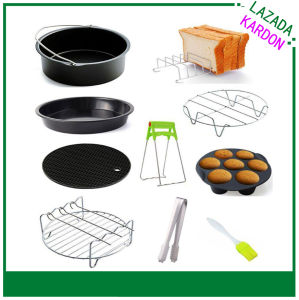9pcs/set 6/7/8 Inches Air Fryer Accessories Pizza Tray Grill Toast Rack Insulation Pad 3.2QT-5.8QT Home Kitchen Parts