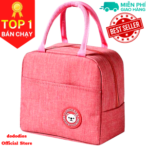 Túi đựng cơm giữ nhiệt dododios đựng hộp cơm văn phòng size lớn đơn sắc khóa kéo tay xách tiện dụng - hàng chính hãng
