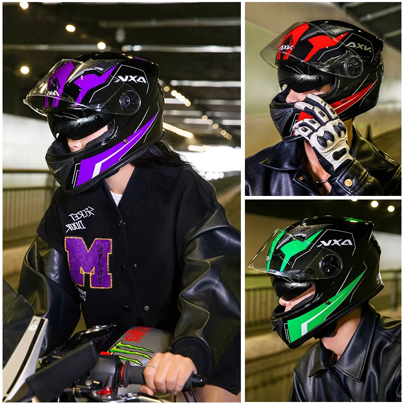 on hand ！AXK 557 motorcycle helmet double sun visor medium full face  sunscreen men and women riding helmet With ICC STICKER