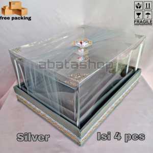 Kotak hantaran 4pcs lengkap tutup & hiasan TILE satin