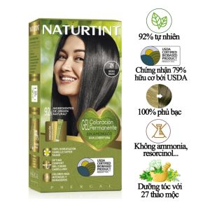 [Màu đen 1N] Gel nhuộm phủ bạc dưỡng tóc với 27 thảo mộc Naturtint chính hãng Tây Ban Nha-bổ sung các chiết xuất thực vật được chứng nhận organic như hoa hướng dương lô hội và keratin thực vật giúp dưỡng tóc mềm mượt khỏe mạnh.