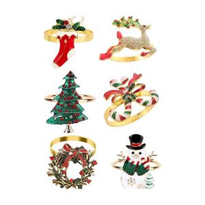 Holiday Themed Napkin Clip Reindeer Shape Decorative Metal Rings for Christmas Table Setting Arrangements