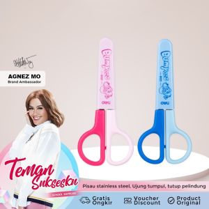 Deli Jakarta / Deli-E6021 School Scissors / Gunting Sekolah Stainless Steel Tajam Yang Aman Dan Tahan Lama Non Slip Nyaman Tahan Karat / Deli X Agnez Mo