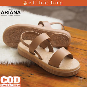 Sendal Wedges Korean Style Wanita Kekinian Simple Elegan CAMOU ARIANA APRICOT Sandal Sepatu Cewek Dewasa Karet Empuk Dan Nyaman Tinggi Untuk Pesta Kondangan